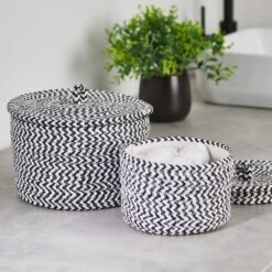 Dunelm Set Of 2 Paper Black Woven Storage Baskets