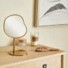 Dunelm Curves Small Pedestal Mirror, Gold -Simple Bathroom 30754929