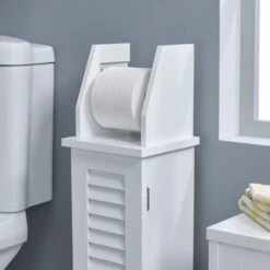 Dunelm Tuscany White Toilet Roll Holder -Simple Bathroom 30764101 alt03