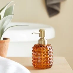 Dunelm Bubble Glass Amber Lotion Dispenser