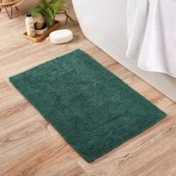 Dunelm Super Soft Reversible Bottle Green Bath Mat