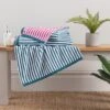 Dunelm Fuscia And Peacock Striped Towel -Simple Bathroom 30766377