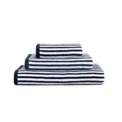 Dunelm Burnt Orange And Navy Striped Towel -Simple Bathroom 30766380 alt03