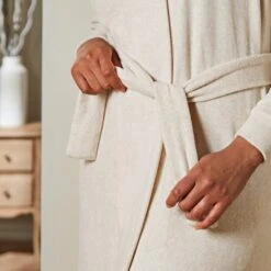Dunelm Supersoft Lightweight Natural Dressing Gown -Simple Bathroom 30770893 alt05