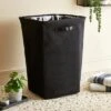 Elements Leaves Black Laundry Basket 1 Elements Leaves Black Laundry Basket -Simple Bathroom 30794472
