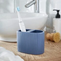 Dunelm Ceramic Ribbed Electric Toothbrush Holder