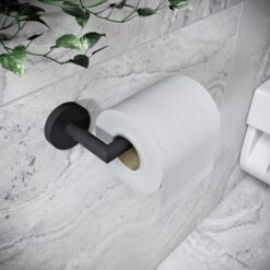 Croydex Epsom Flexi-FixTM Matt Black Toilet Roll Holder -Simple Bathroom 30814807 alt04