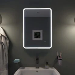 Croydex Henderson Framed Rectangle LED Mirror, Black 50x70cm