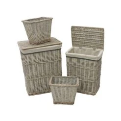 JVL Arianna Willow Set Of 4 Laundry Baskets & Bins -Simple Bathroom 30824612 alt03